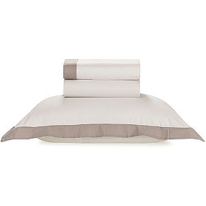Jogo de Cama Karsten Duo 180 Fio 4 Pc Solteiro Branco Marrom