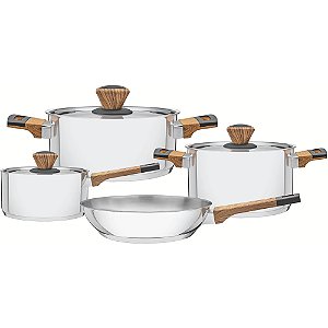 Jogo de Panelas Tramontina Brava Braquelite 4 Peças Inox