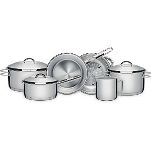 Jogo de Panelas Tramontina Solar 6 Peças Inox Fundo Triplo