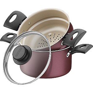 Cuscuzeira Tramontina Turim Vapor 16cm Antiaderente Vermelho