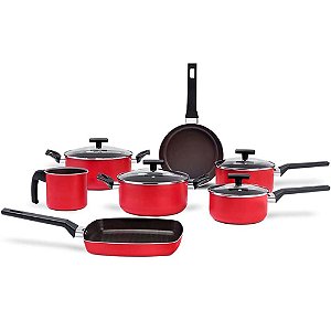 Jogo de Panela Brinox Ceramic Life Preserve 7 Peças Vermelho