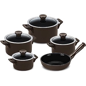 Jogo de Panelas Ceramica Ceraflame Clear 5 Peças Marrom