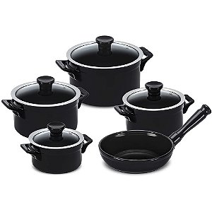 Jogo de Panelas Ceramica Ceraflame Clear 5 Peças Preto