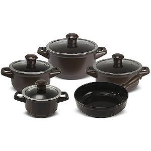 Jogo de Panelas Ceramica Ceraflame Duo Smart 5 Peças Marrom