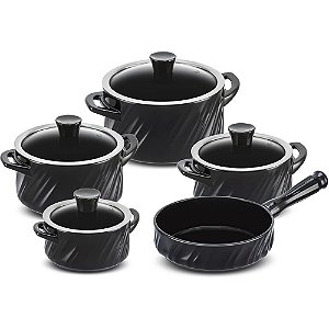 Jogo de Panelas Ceramica Ceraflame Twist 5 Peças Preto