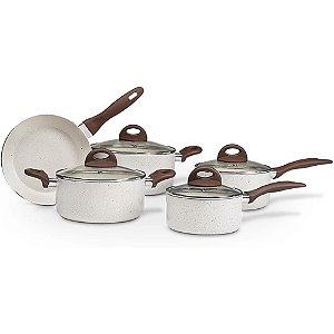 Jogo de Panela Brinox Ceramic Life Smart Plus 5 Peças Bege