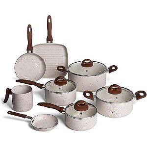 Jogo de Panela Brinox Ceramic Life Smart Plus 8 Peças Bege