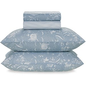 Jogo de Cama Karsten Enara 160 Fios 4 Peças Queen Azul