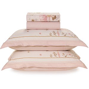 Jogo de Cama Karsten Alicia 200 Fios 4 Peças Casal Rosa