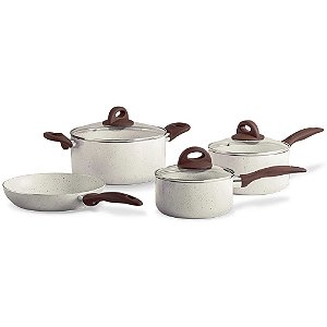 Jogo de Panela Brinox Ceramic Life Smart Plus 4 Peças Bege