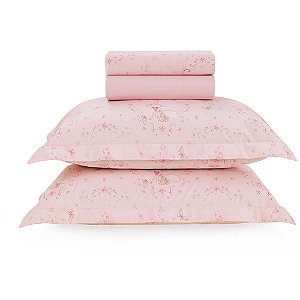Jogo de Cama Karsten Laila II 200 Fios 4 Peças Casal Rosa