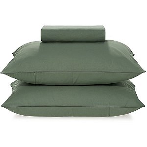 Jogo de Cama Karsten Itan 200 Fios 3 Peças Queen Verde
