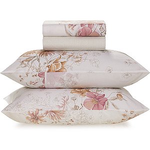 Jogo de Cama Karsten Helena 160 Fios 4 Peças Casal Rosa