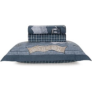 Jogo de Cama Karsten Mundi 200 Fios 3 Peças Solteiro Azul