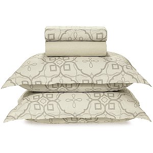 Jogo de Cama Karsten Ravena 200 Fios 4 Peças Casal Bege