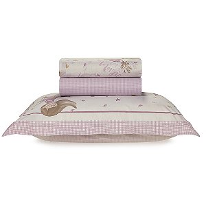 Jogo de Cama Karsten Fantasia 200 Fios 3 Peças Solteiro Rosa