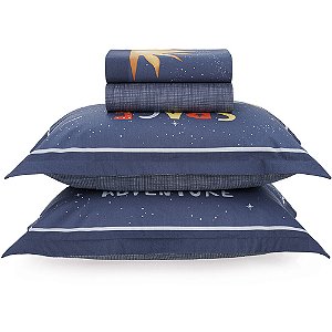 Jogo de Cama Karsten Galaxia II 200 Fios 4 Peças Casal Azul