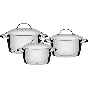 Jogo de Panelas Tramontina Allegra 3 Peças Inox Fundo Triplo