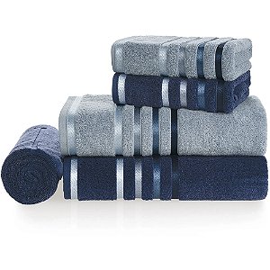 Jogo de Toalha Banho Karsten Felpudo Lumina 5 Peças Azul