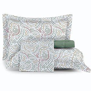 Jogo de Cama Altenburg Painel TA 4 Peças Queen Verde