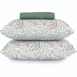 Jogo de Cama Altenburg Painel TA 3 Peças Queen Verde