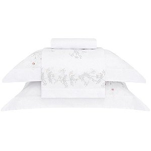 Jogo de Cama Buddemeyer Hedera 180 Fios 4 Peças Queen Branco