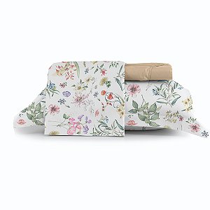 Jogo de Cama Altenburg Flor do Campo TA 3 Peça Solteiro Bege