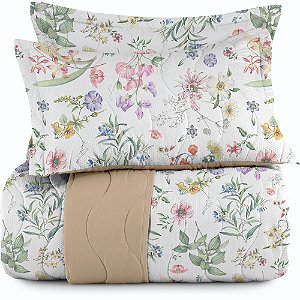 Jogo de Colcha Altenburg Flor do Campo TA 3 Peças Queen Bege
