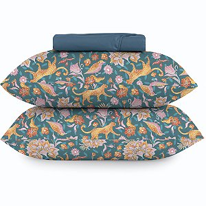 Jogo de Cama Altenburg Flora Fashion TA 3 Peças Queen Azul