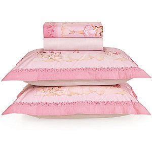 Jogo de Cama Karsten Ballet 200 Fios 4 Peças Casal Rosa