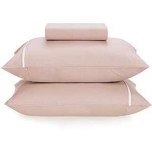 Jogo de Cama Karsten Noah 160 Fios 3 Peças Casal Rosa