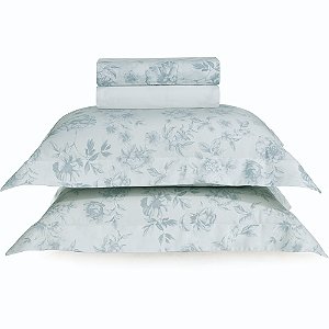 Jogo de Cama Karsten Betina 300 Fios 4 Peças Casal Azul