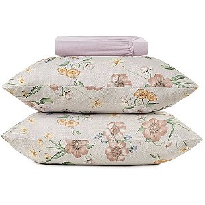 Jogo de Cama Altenburg Lilys Malha 3 Peças Casal Rosa