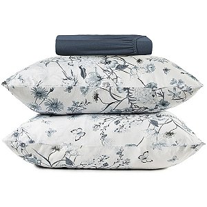 Jogo de Cama Altenburg Porcelana Malha 3 Peças King Azul