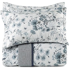 Jogo de Colcha Altenburg Porcelana Malha 3 Peças Casal Azul