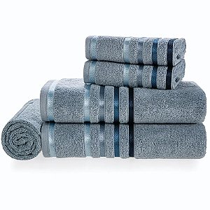 Jogo de Banhão Karsten Lumina Felpudo 5 Peças Azul