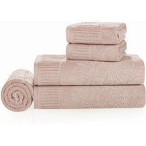 Jogo de Banho Karsten Grace Veludo 5 Peças Rosa