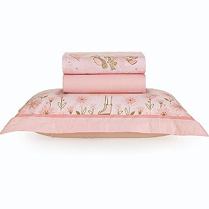 Jogo de Cama Karsten Lily 200 Fios 3 Peças Solteiro Rosa
