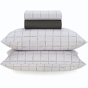 Jogo de Cama Karsten Bento 160 Fios 4 Peças Casal Branco