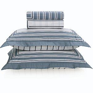 Jogo de Cama Karsten Danton 200 Fios 4 Peças Casal Azul