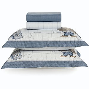 Jogo de Cama Karsten Musical 200 Fios 4 Peças Casal Azul