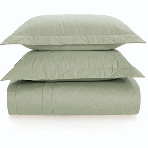 Jogo de Colcha Karsten Bossa 300 Fios 3 Peças Queen Verde