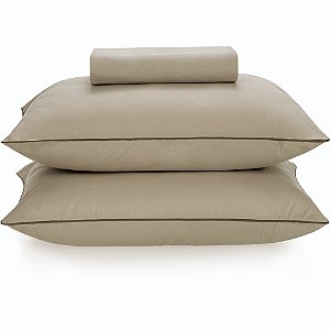Jogo de Cama Karsten Itan 200 Fios 3 Peças Casal Bege