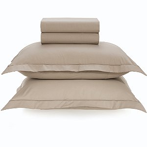 Jogo de Cama Karsten Deliz 200 Fios 4 Peças Queen Bege
