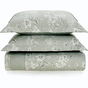 Jogo de Colcha Karsten Melissa 200 Fios 3 Peças Queen Verde