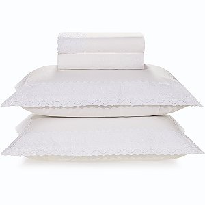 Jogo de Cama Karsten Antonia 200 Fios 4 Peças Queen Branco