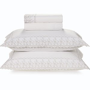 Jogo de Cama Karsten Antonia 200 Fios 4 Peças Queen Prata