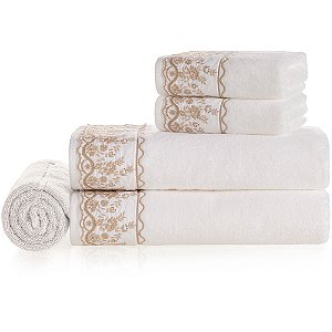 Jogo de Banho Karsten Antonia Felpudo 5 Peças Branco