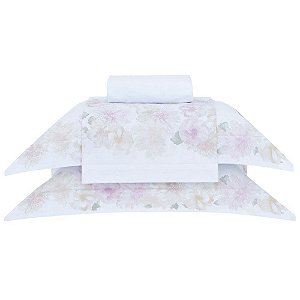 Jogo de Cama Buddemeyer Bloom 180 Fios 4 Peças Casal Branco
