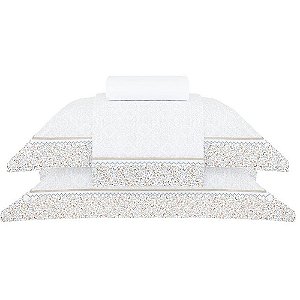 Jogo de Cama Buddemeyer Eleonora 250 Fios 4 Pcs Queen Branco